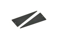 Black Triangle Charm, 6 Textured Oxidized Black Brass Triangle Charms With 1 Hole, Earrings, Findings (37x15x0.80mm) D1404