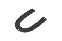 Black Geometric Charm, 6 Oxidized Black Brass U Shaped Pendants With 3 Holes, Charms, Findings (35x27x0.50mm) D0614