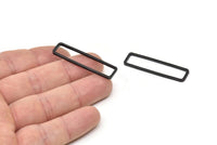 Black Rectangle Charm, 6 Oxidized Black Brass Open Rectangle Connectors (10x40x1.5mm) D1647