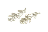 Silver Leaf Charm, 4 Antique Silver Plated Brass Branch Charms With 1 Loop, Charm Pendants (42x20x0.60mm) SMP0953 A2906