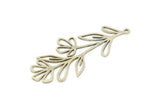 Silver Leaf Charm, 4 Antique Silver Plated Brass Branch Charms With 1 Loop, Charm Pendants (42x20x0.60mm) SMP0953 A2906