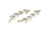 Silver Leaf Charm, 8 Antique Silver Plated Brass Leaf Charms With 1 Loop, Charm Pendants (42x10x0.80mm) SMP1150 A4495 Q0154