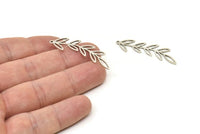 Silver Leaf Charm, 8 Antique Silver Plated Brass Leaf Charms With 1 Loop, Charm Pendants (42x10x0.80mm) SMP1150 A4495 Q0154