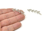 Silver Leaf Charm, 8 Antique Silver Plated Brass Leaf Charms With 1 Loop, Charm Pendants (42x10x0.80mm) SMP1150 A4495 Q0154