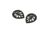 Siyah Yaprak Tılsımı, 1 Delikli 12 Oksitlenmiş Siyah Pirinç Yaprak Tılsımı, Küpeler, Bulgular (14x11x0,80 mm) D1073