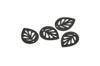 Siyah Yaprak Tılsımı, 1 Delikli 12 Oksitlenmiş Siyah Pirinç Yaprak Tılsımı, Küpeler, Bulgular (14x11x0,80 mm) D1073