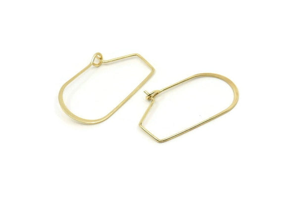 Gold Earring Wire, 12 Gold Plated Brass Earring Wires (29x17x0.70mm) D1715