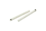 Silver Necklace Bar, 10 Antique Silver Plated Brass Bar Charms, Necklace Bars, Pendants With 1 Hole (2x30mm) D1510