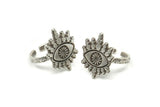 Silver Eye Ring, Antique Silver Plated Brass Eye Rings, Adjustable Rings, Evil Eye Rings - N2530