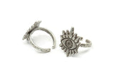 Silver Eye Ring, Antique Silver Plated Brass Eye Rings, Adjustable Rings, Evil Eye Rings - N2530