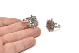 Silver Eye Ring, Antique Silver Plated Brass Eye Rings, Adjustable Rings, Evil Eye Rings - N2530