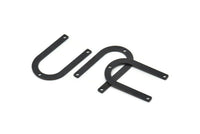 Black U Shape Charm, 10 Oxidized Black Brass U Shaped Charms With 3 Holes (26x17x0.80mm) M02083