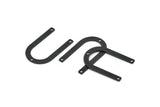 Black U Shape Charm, 10 Oxidized Black Brass U Shaped Charms With 3 Holes (26x17x0.80mm) M02083