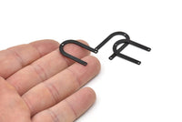 Black U Shape Charm, 10 Oxidized Black Brass U Shaped Charms With 3 Holes (26x17x0.80mm) M02083