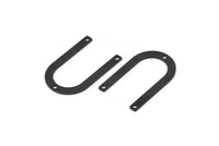 Black U Shape Charm, 10 Oxidized Black Brass U Shaped Charms With 3 Holes (26x17x0.80mm) M02083