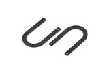 Black U Shape Charm, 10 Oxidized Black Brass U Shaped Charms With 3 Holes (26x17x0.80mm) M02083