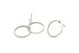 Silver Circle Earring, 10 Antique Silver Plated Brass Circle Stud Earrings (16x1x1mm) BS 1098 A2379 Q0552