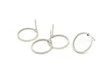 Silver Circle Earring, 10 Antique Silver Plated Brass Circle Stud Earrings (16x1x1mm) BS 1098 A2379 Q0552