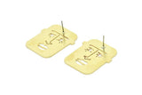 Brass Face Earring, 2 Raw Brass Face Stud Earrings (32x29x1mm) A6240