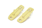Brass Face Earring, 2 Raw Brass Face Stud Earrings (43x18x1mm) A6305