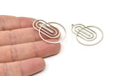 Silver Round Charm, 2 Antique Silver Plated Brass Oval Charms With 1 Loop, Findings (37x26x0.80mm) SMP0920 A4586