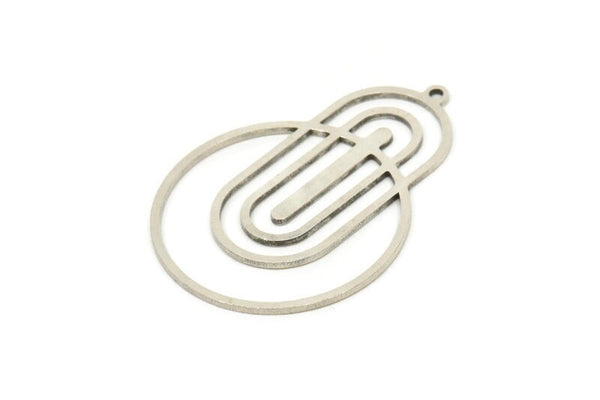 Silver Round Charm, 2 Antique Silver Plated Brass Oval Charms With 1 Loop, Findings (37x26x0.80mm) SMP0920 A4586
