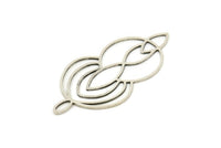 Silver Marquise Charm, 4 Antique Silver Plated Brass Circle Charms With 1 Loop (37x18x0.60mm) A6654