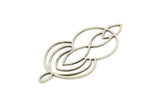 Silver Marquise Charm, 4 Antique Silver Plated Brass Circle Charms With 1 Loop (37x18x0.60mm) A6654