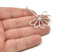 Silver Flower Charm, 2 Antique Silver Plated Brass Flower Charms With 1 Loop, Charm Earrings (45x35x0.80mm) SMP1180 A3920