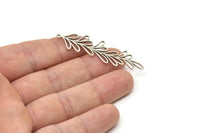 Silver Leaf Charm, 4 Antique Silver Plated Brass Branch Charms With 1 Loop, Charm Pendants, Findings (53x14x0.80mm) SMP1110 A5462
