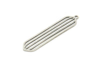Silver Oval Charm, 6 Antique Silver Plated Brass Oval Charms With 1 Loop, Earring Charms (37x8x0.60mm) SMP0944 A3982