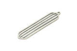 Silver Oval Charm, 6 Antique Silver Plated Brass Oval Charms With 1 Loop, Earring Charms (37x8x0.60mm) SMP0944 A3982