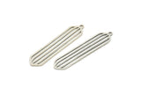 Silver Oval Charm, 6 Antique Silver Plated Brass Oval Charms With 1 Loop, Earring Charms (37x8x0.60mm) SMP0944 A3982