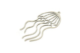 Silver Jellyfish Charm, 4 Antique Silver Plated Brass Jellyfish Charms With 1 Loop, Charm Pendants (43x21x0.60mm) SMP0977 A5324