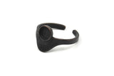 Black Ring Settings, 4 Oxidized Black Brass Adjustable Sunrise Rings - Pad Size 6mm N0737