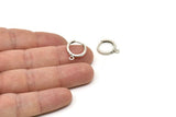 Silver Leverback Earring, 6 Antique Silver Plated Brass Leverback Earrings, Findings (14mm) A0789
