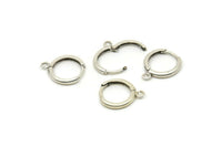 Silver Leverback Earring, 6 Antique Silver Plated Brass Leverback Earrings, Findings (14mm) A0789