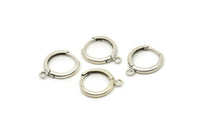 Silver Leverback Earring, 6 Antique Silver Plated Brass Leverback Earrings, Findings (14mm) A0789