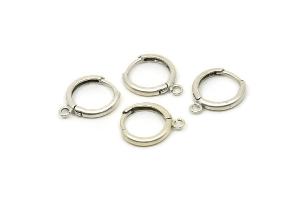 Silver Leverback Earring, 6 Antique Silver Plated Brass Leverback Earrings, Findings (14mm) A0789