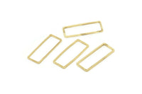 Gold Rectangle Ring, 10 Gold Plated Brass Open Rectangle Connectors (9x24x1mm) D0193