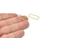 Gold Rectangle Ring, 10 Gold Plated Brass Open Rectangle Connectors (9x24x1mm) D0193