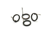 Black Circle Earring, 6 Oxidized Black Brass Circle Stud Earrings (12mm) N0442 A1132 Q0219