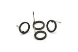 Black Circle Earring, 6 Oxidized Black Brass Circle Stud Earrings (12mm) N0442 A1132 Q0219
