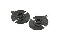 Black Moon Charm, 2 Oxidized Black Brass Half Moon Charms With 1 Loop, Pendants, Earrings (32x25x0.80mm) N0724