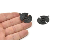 Black Moon Charm, 2 Oxidized Black Brass Half Moon Charms With 1 Loop, Pendants, Earrings (32x25x0.80mm) N0724