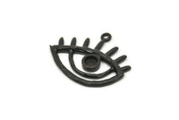 Siyah Göz Tılsımı, 1 Halkalı Oksitlenmiş Siyah Pirinç Göz Tılsımı - Ped Boyutu 4 mm (30x25 mm) N1422