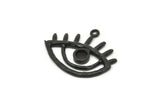 Siyah Göz Tılsımı, 1 Halkalı Oksitlenmiş Siyah Pirinç Göz Tılsımı - Ped Boyutu 4 mm (30x25 mm) N1422