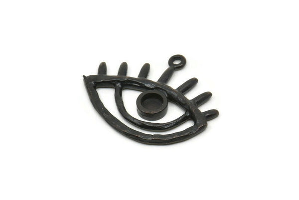 Siyah Göz Tılsımı, 1 Halkalı Oksitlenmiş Siyah Pirinç Göz Tılsımı - Ped Boyutu 4 mm (30x25 mm) N1422