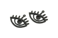 Siyah Göz Tılsımı, 1 Halkalı Oksitlenmiş Siyah Pirinç Göz Tılsımı - Ped Boyutu 4 mm (30x25 mm) N1422