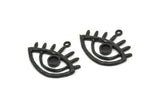 Siyah Göz Tılsımı, 1 Halkalı Oksitlenmiş Siyah Pirinç Göz Tılsımı - Ped Boyutu 4 mm (30x25 mm) N1422